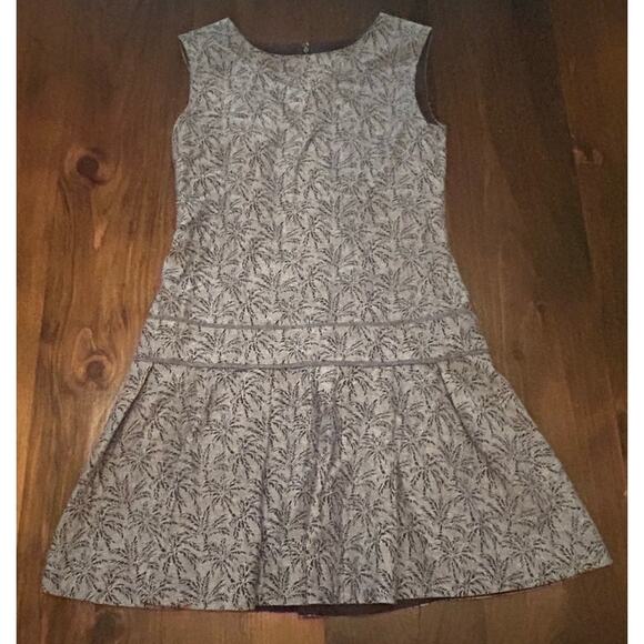 J. Crew Sleeveless Blue Botanical Print Fit Flare Dress Women's Lined Size 2 - Picture 3 of 8